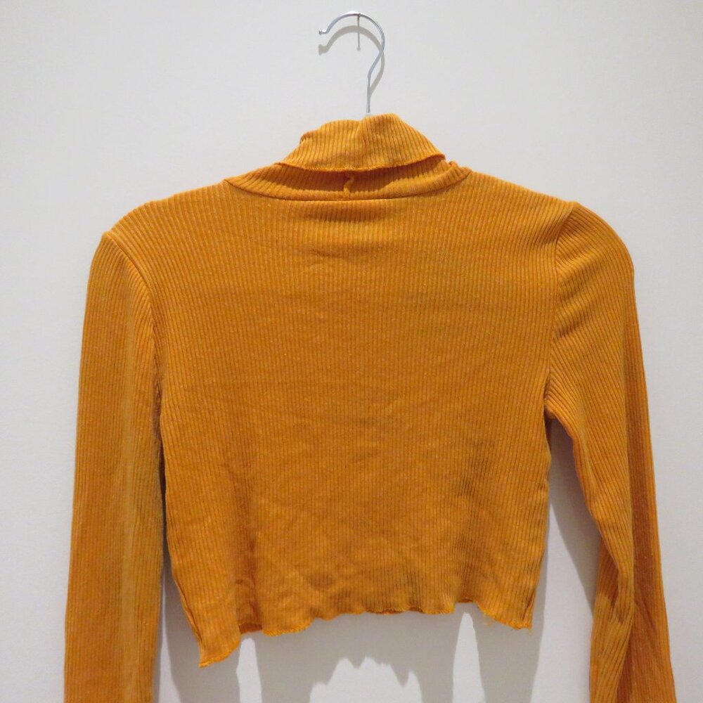 ARITZIA WILFRED Nova Ribbed Turtleneck Cropped Top in Orange Burst Small Y2K - Picture 11 of 14